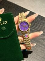 Rolex Datejust replica with 904L stainless steel 31mm Imported Movement Purple/Yellow Dial Women Watch